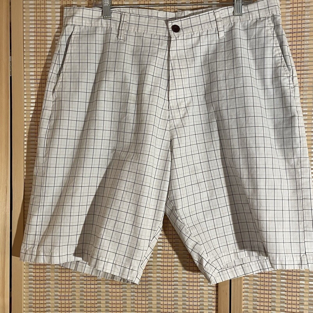 Burnside Shorts Mens 38 Beige Plaid Chino Preppy Casual Skater Surf Board Logo‎